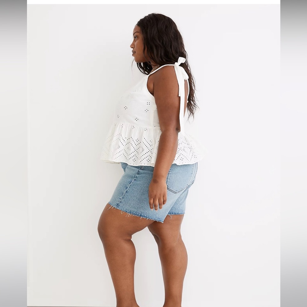 NWT Size 1X Madewell Rosalie Tie-Strap Top in Geo Eyelet White - Picture 2 of 6